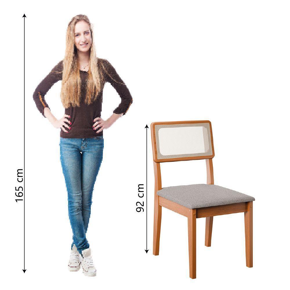 Conjunto 2 Cadeiras Encosto Em Tela Sala De Jantar Santiago Dobuê Madeirado/off White - 4