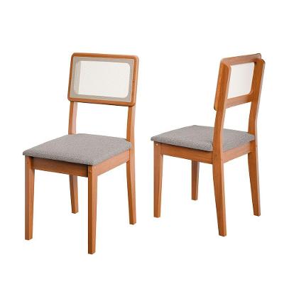 Conjunto 2 Cadeiras Encosto Em Tela Sala De Jantar Santiago Dobuê Madeirado/off White