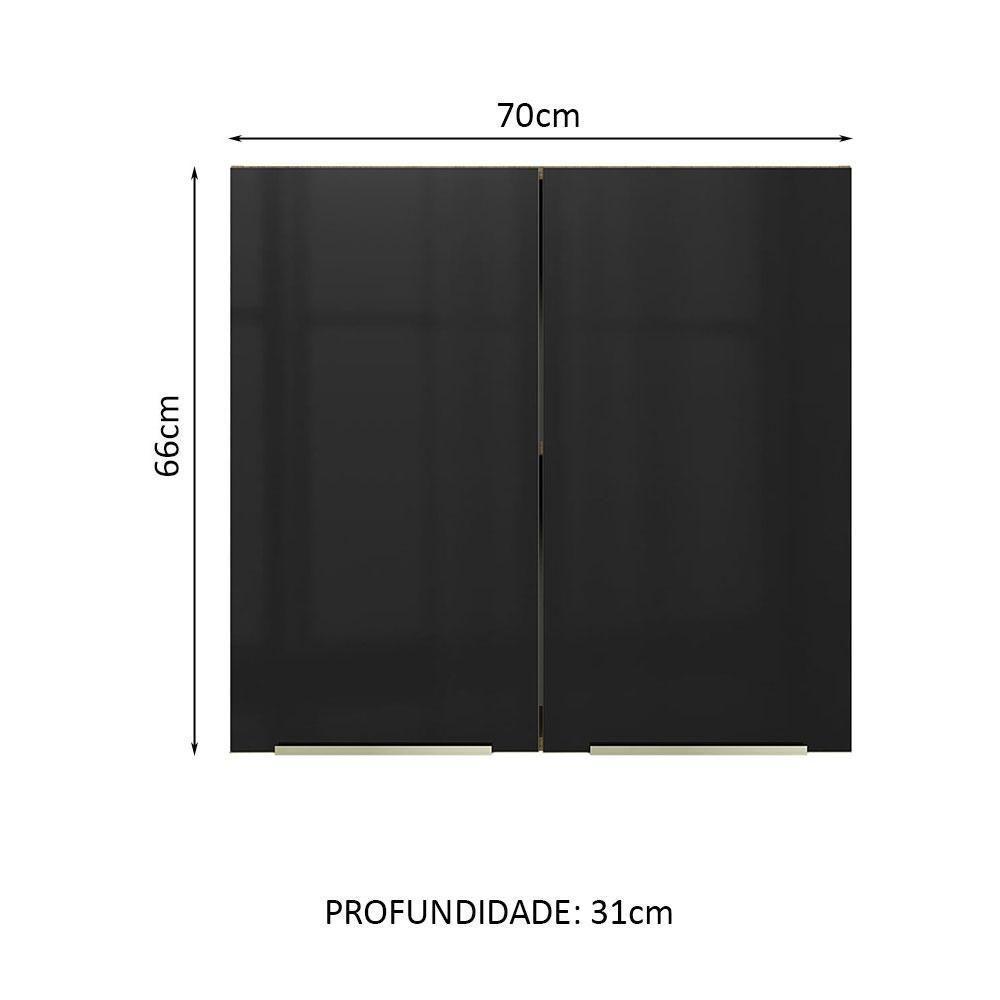 Armário Aéreo 70 Cm 2 Portas Rustic/preto Lux Madesa Rustic/preto - 10