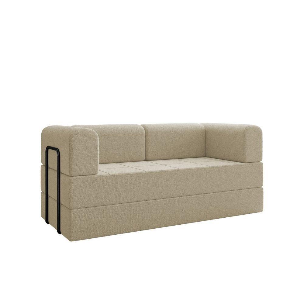 Sofá 2 Lugares Na Caixa Modular Linho Bege - 1