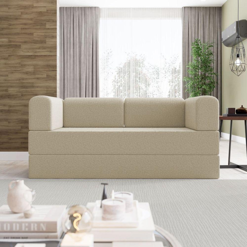 Sofá 2 Lugares Na Caixa Modular Linho Bege - 5