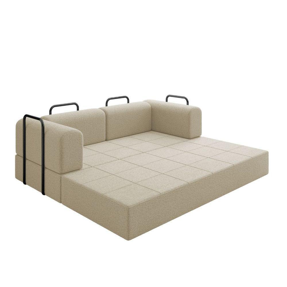 Sofá 2 Lugares Na Caixa Modular Linho Bege - 6