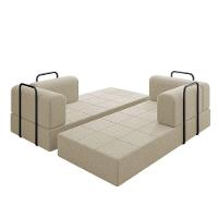 Sofá 2 Lugares Na Caixa Modular Linho Bege - 8