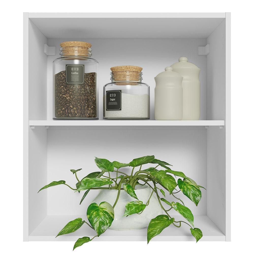 Armário Aéreo 60 Cm Com 2 Nichos Abertos Para Cozinha Branco - 5