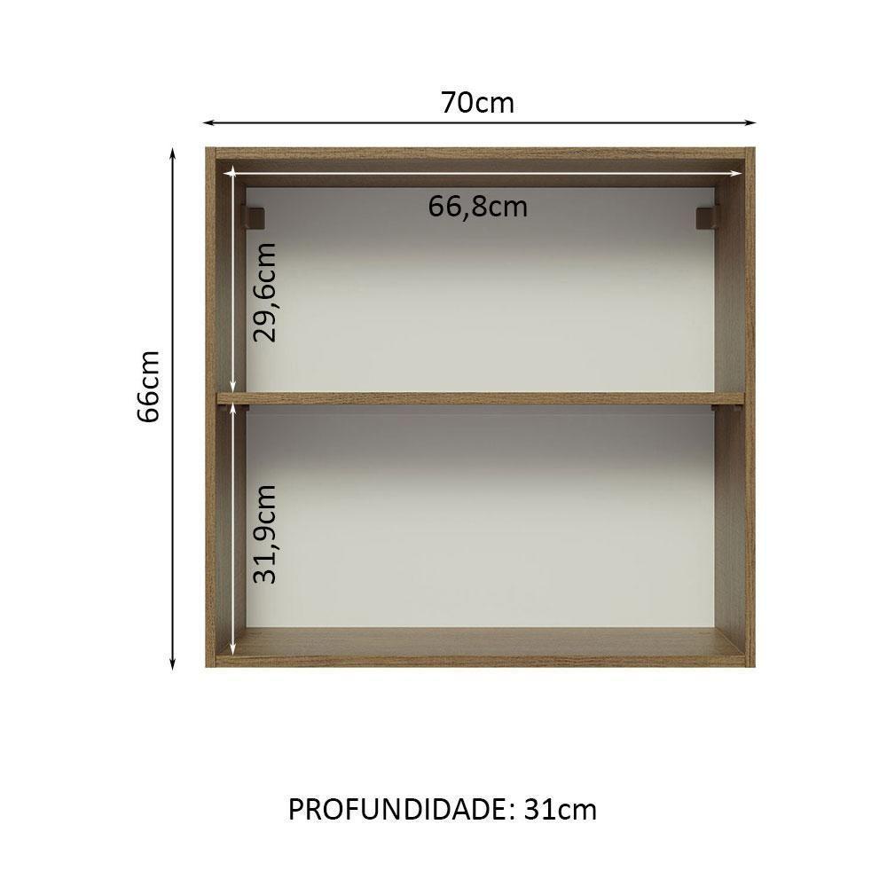 Armário Aéreo 70 Cm 2 Portas Rustic/branco Veludo Lux Madesa Rustic/branco Veludo - 7