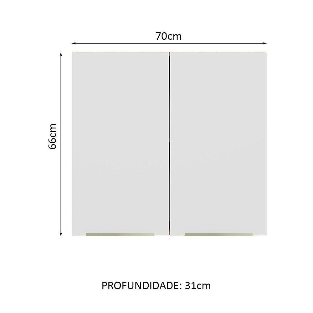Armário Aéreo 70 Cm 2 Portas Rustic/branco Veludo Lux Madesa Rustic/branco Veludo - 8
