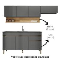 Cozinha Modulada 3 Pecas Com Balcao Pia Line Gris Cp Freijo Ktp Gris Cp Freijo - 5