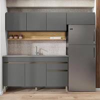 Cozinha Modulada 3 Pecas Com Balcao Pia Line Gris Cp Freijo Ktp Gris Cp Freijo - 6