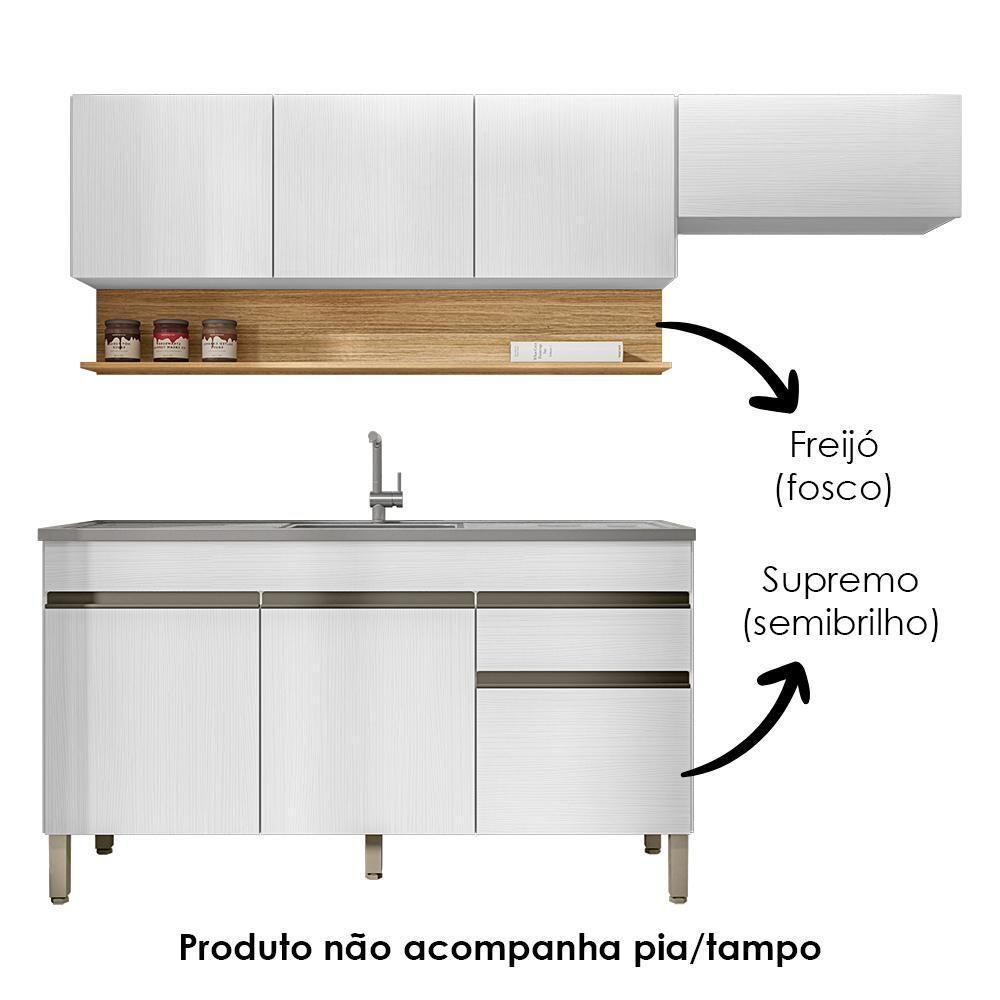 Cozinha Modulada 3 Pecas Com Balcao Pia Line Supremo Cp Freijo Ktp Supremo Cp Freijo - 4