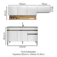 Cozinha Modulada 3 Pecas Com Balcao Pia Line Supremo Cp Freijo Ktp Supremo Cp Freijo - 2