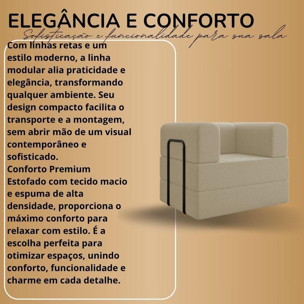 Kit Sofá E Poltrona Na Caixa Modular Roberta Para A Sala Cinza - 9