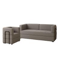 Kit Sofá E Poltrona Na Caixa Modular Roberta Para A Sala Cinza - 2