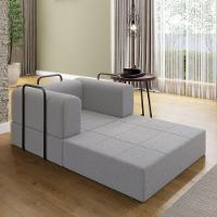 Kit Sofá E Poltrona Na Caixa Modular Roberta Para A Sala Cinza - 8