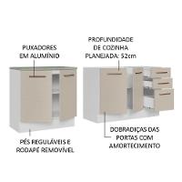 2 Balcões De Cozinha 3 Gavetas 4 Portas (sem Tampo E Pia) Branco/crema Agata Madesa Branco/crema - 9