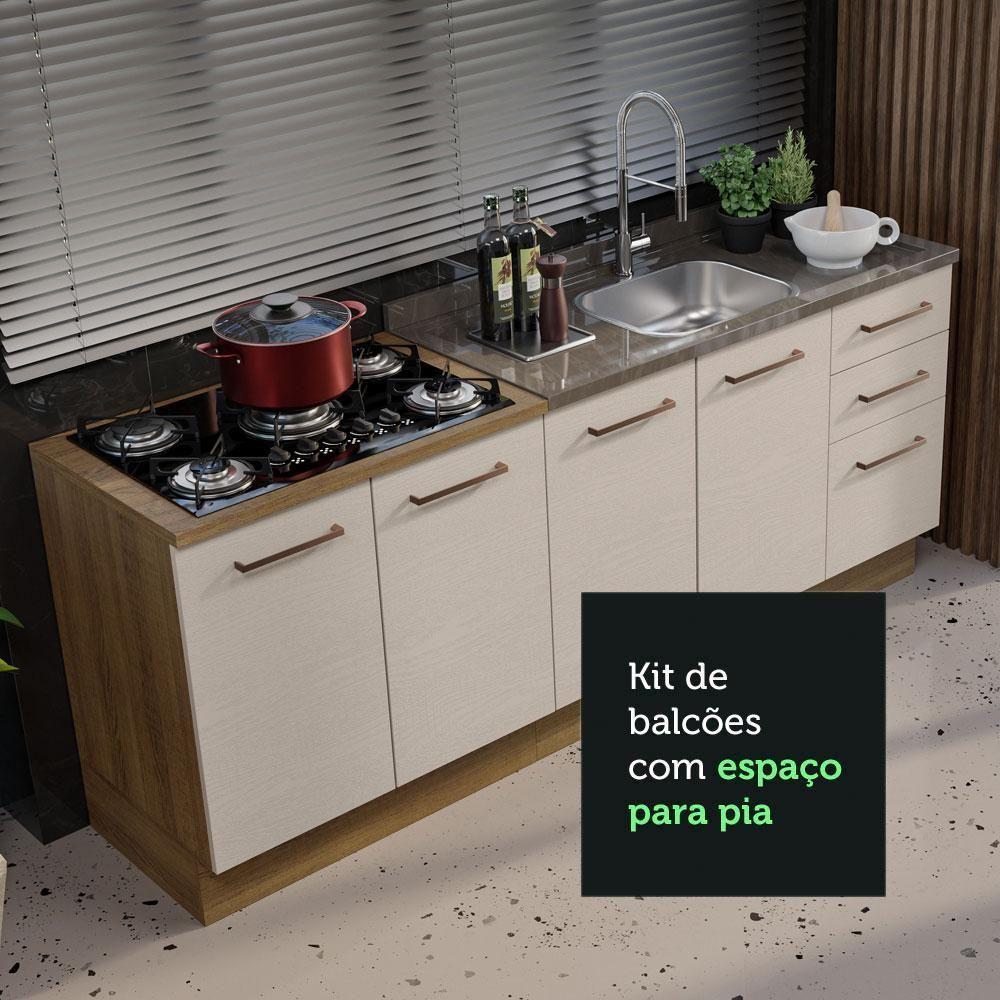 2 Balcões De Cozinha 3 Gavetas 4 Portas (sem Tampo E Pia) Rustic/crema Agata Madesa Rustic/crema - 9