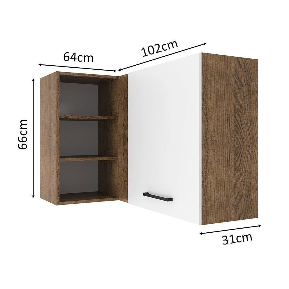 Armário Aéreo 1 Porta Para Linha De 60 Cm Rustic/Branco - 9