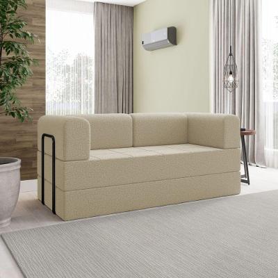 Sofá Na Caixa Modular 2 Lugares Linho Bege Olívia Para Sala Bege