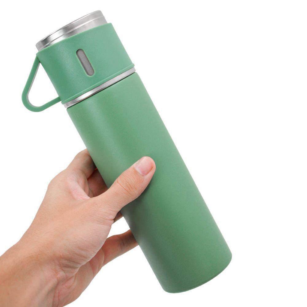 Garrafa Termica Com Copo Parede Dupla Inox Squeeze 500ml Verde - 4
