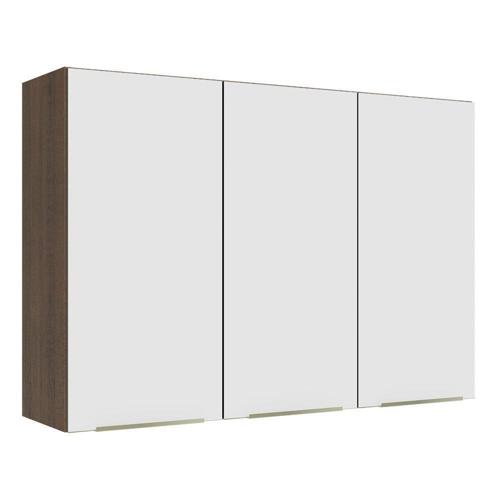 Armário Aéreo 120 Cm 3 Portas Rustic/branco Veludo Lux Madesa Rustic/branco Veludo - 1