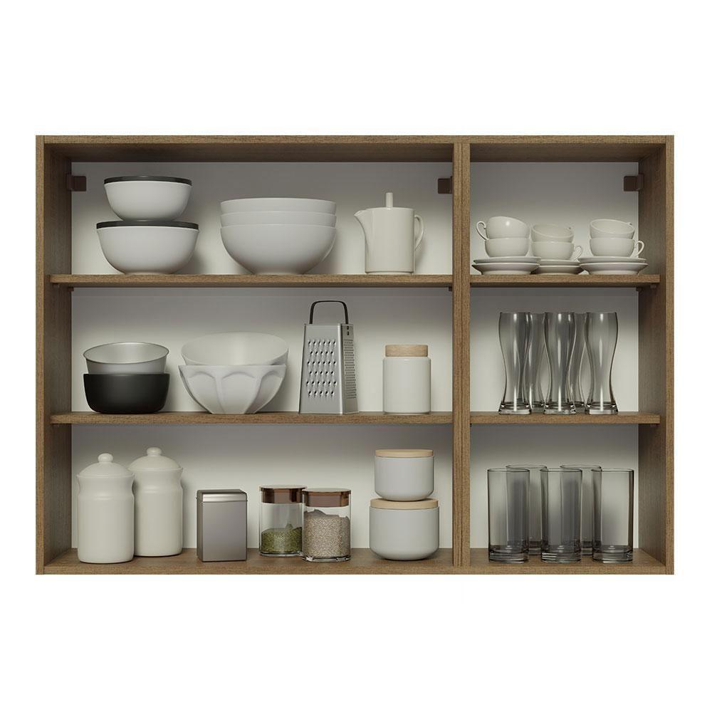 Armário Aéreo 120 Cm 3 Portas Rustic/branco Veludo Lux Madesa Rustic/branco Veludo - 3