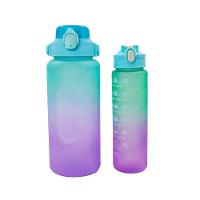 Garrafa Galão De Agua 2l E 900ml Degrade Com Figurinhas Adesivos 3d Verde - 1