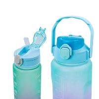 Garrafa Galão De Agua 2l E 900ml Degrade Com Figurinhas Adesivos 3d Verde - 3