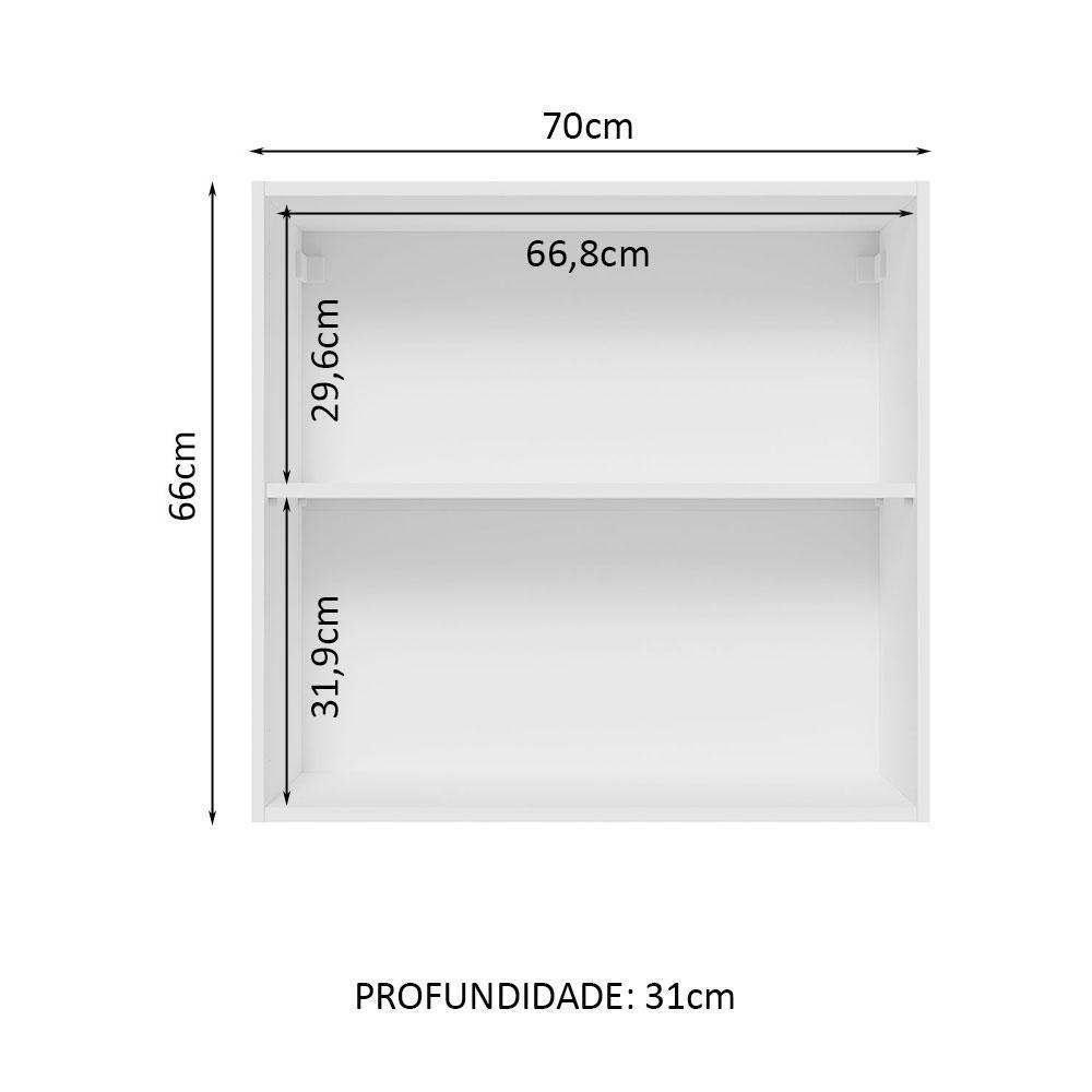 Armário Aéreo 70 Cm 2 Portas Branco/cinza Lux Madesa Branco/cinza - 9