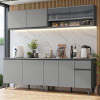 Armário De Cozinha Completa 240Cm Cinza Nice Madesa 03 Cinza - 1