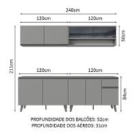 Armário De Cozinha Completa 240Cm Cinza Nice Madesa 03 Cinza - 9