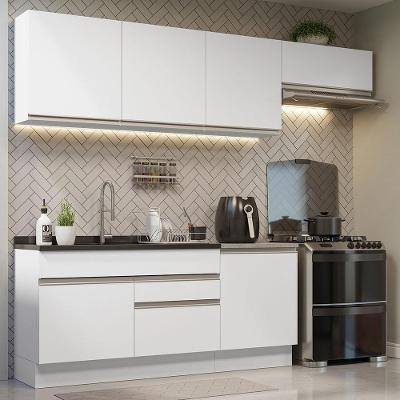 Armário de Cozinha Completa Glamy 5 Portas 2 Gavetas MDP 260cm Branco