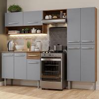 Armário De Cozinha Compacta Pop Com Balcão Rustic/Cinza - 1