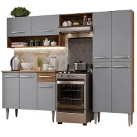 Armário De Cozinha Compacta Pop Com Balcão Rustic/Cinza - 3