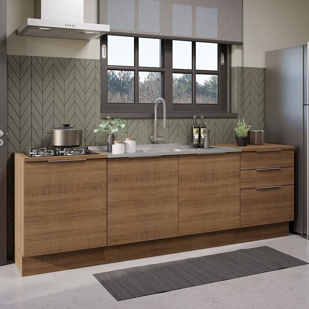 Armário De Cozinha Compacta 240cm Rustic Stella Madesa 01 Rustic - 1