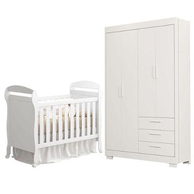 Berço Americano Danny E Guarda Roupa Infantil Zaki Branco Acetinado - Reller