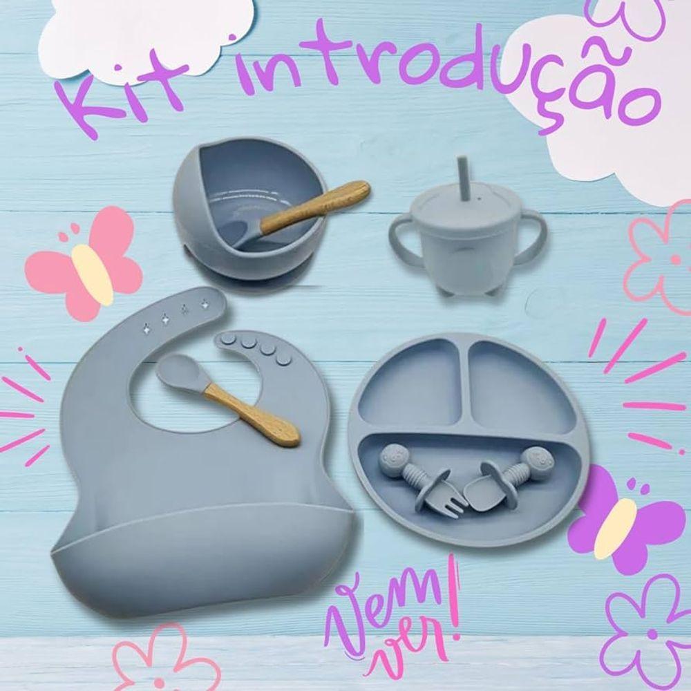 Kit Introdução Alimentar Bebe 8 Peças Silicone Iniciação Para Alimentos (cinza) - 3