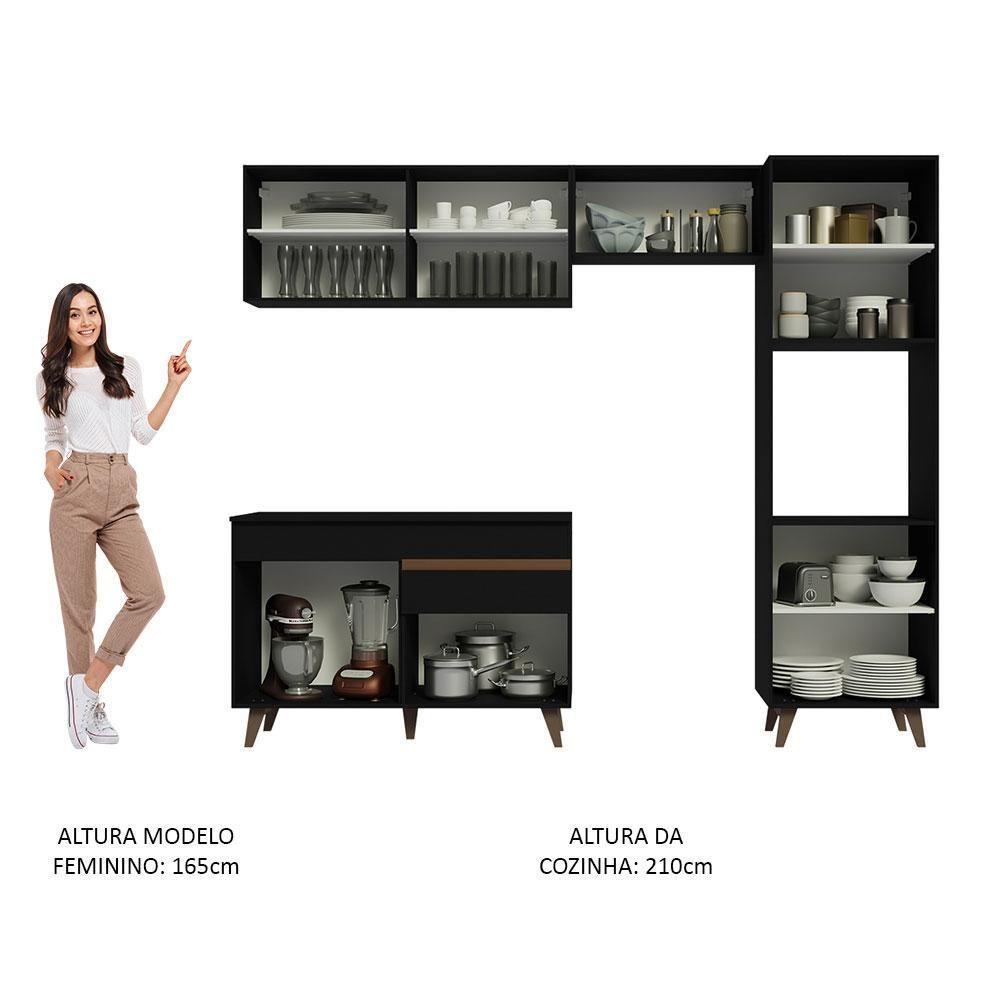 Armário De Cozinha Completa 250Cm Preto - 6
