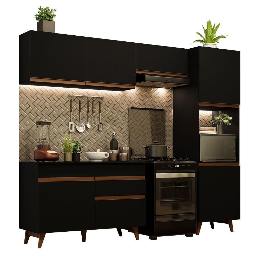 Armário De Cozinha Completa 250Cm Preto - 9