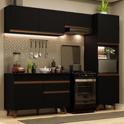 Armário De Cozinha Completa 250Cm Preto