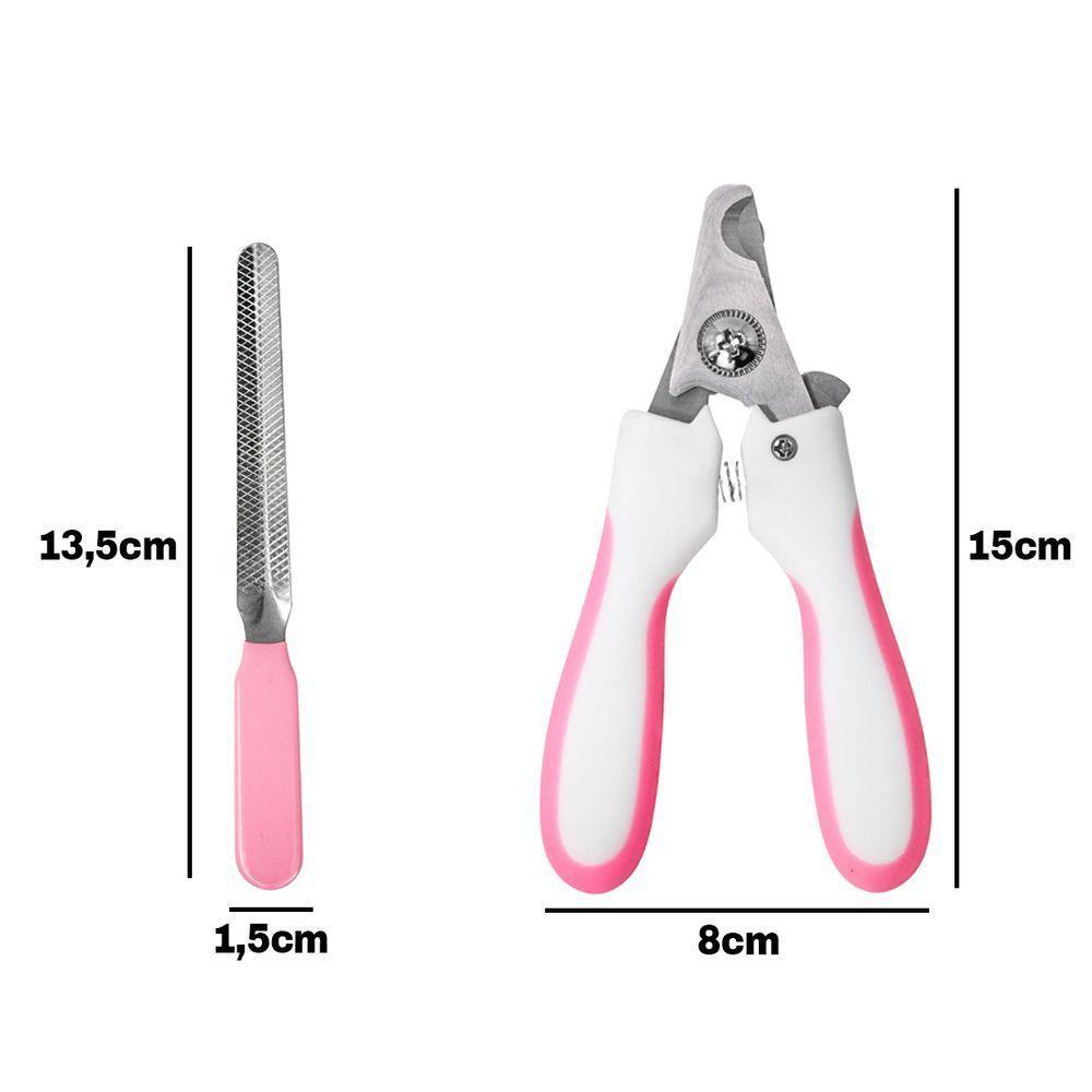 Alicate Pet Tesoura Corte De Unhas Cachorro Gato Com Lixa Rosa - 2
