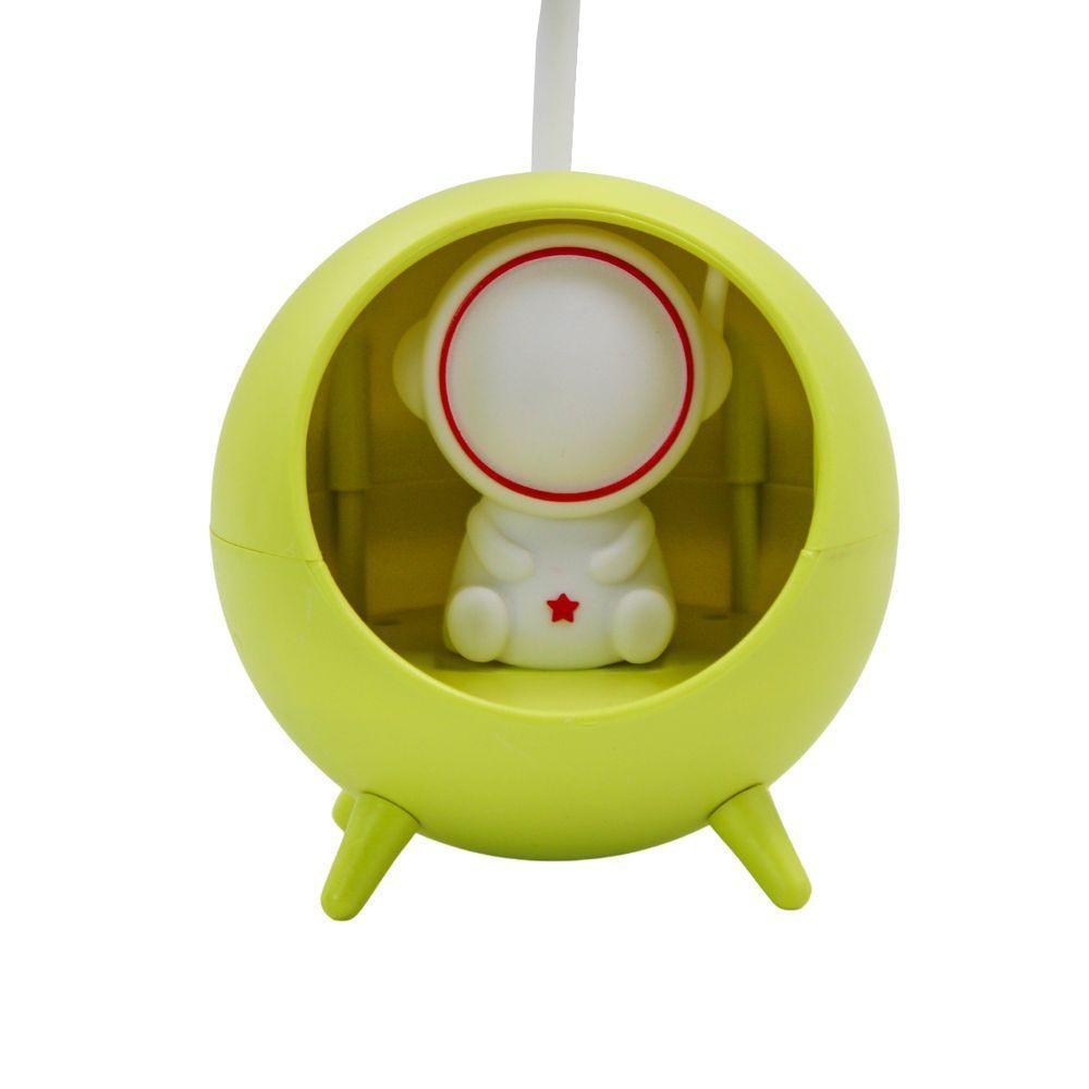 Luminaria De Mesa Decorativa Usb Portatil Articulavel Abajur P- Leitura Estudo Astronauta Verde - 2