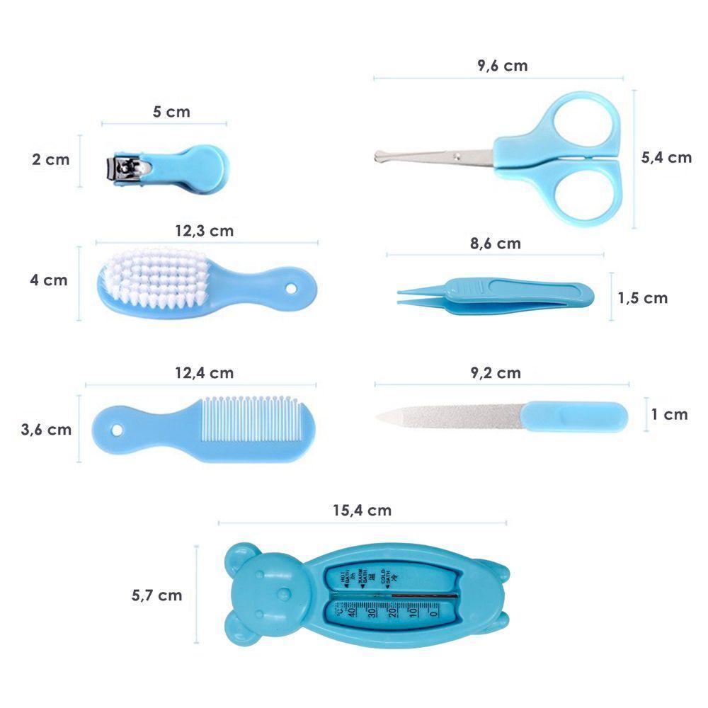 Kit Cuidados Higiene Bebe Pente Escova Cortador De Unha Recém Nascidos Azul - 2