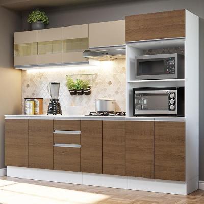 Armário de Cozinha Completa Smart 9 Portas 2 Gavetas MDF 250 cm Branco Rustic