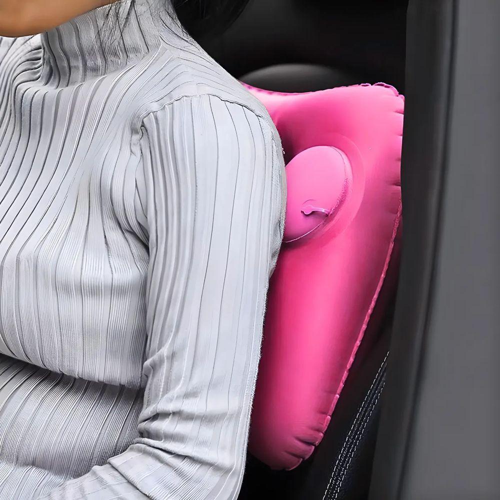 Travesseiro Almofada De Viagem Inflável E Portátil - Rosa - 3