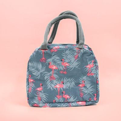 Bolsa Marmita Lancheira Termica Estampada Trabalho Faculdade Flamingos Cinza