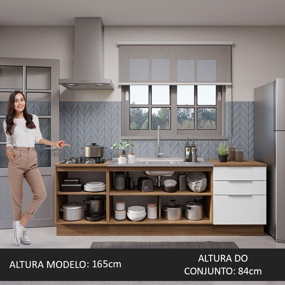 Armário De Cozinha Compacta 240cm Rustic/branco Stella Madesa 01 Rustic/branco - 7