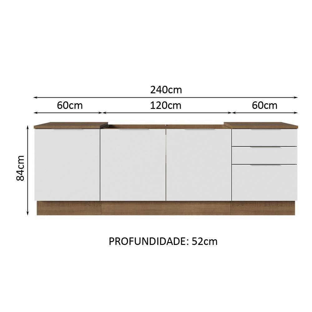 Armário De Cozinha Compacta 240cm Rustic/branco Stella Madesa 01 Rustic/branco - 9