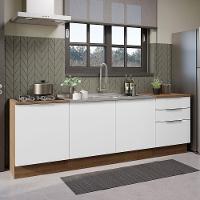 Armário De Cozinha Compacta 240cm Rustic/branco Stella Madesa 01 Rustic/branco - 1