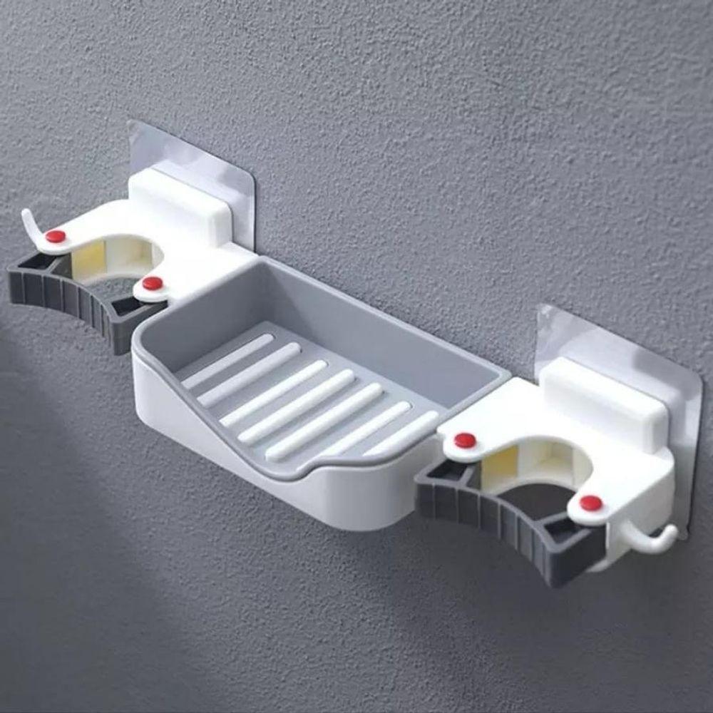 Suporte Para Sabonete Vassoura Rodo De Parede Branco - 2