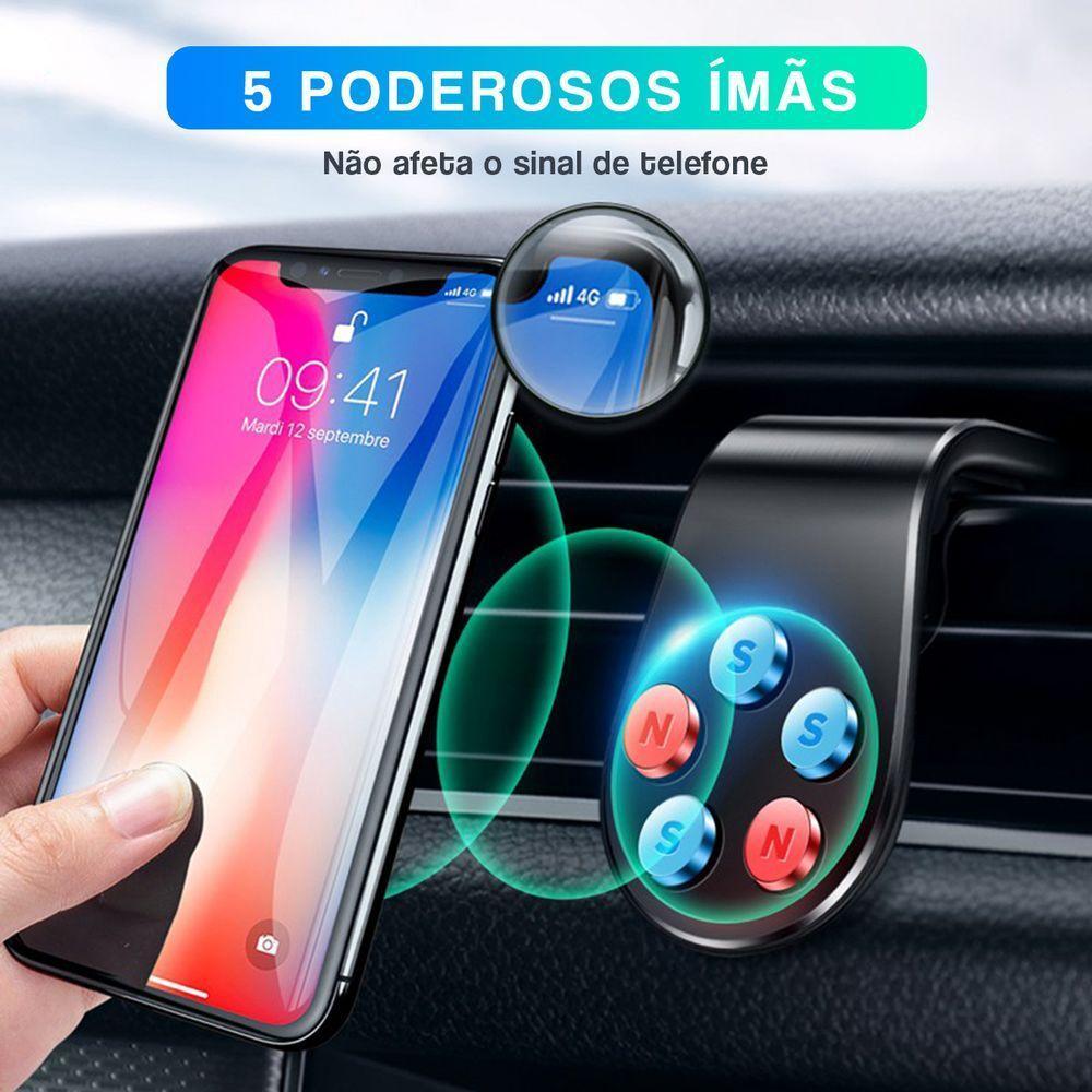 Suporte Celular Automotivo Universal Magnético Ar Condicionado Imã Veicular Carro 360 - 3