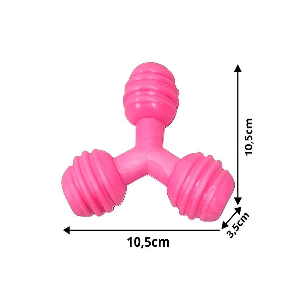 Mordedor Triângulo Brinquedo Para Pet Cães Gatos Distração Rosa - 3
